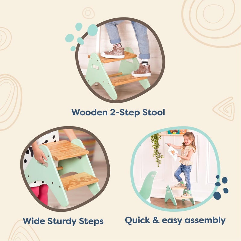 B. toys â€“ Step Stool for Kids â€“ Wooden Stepping Stool â€“ Step Stool for Bedroom, Bathroom, Kitchen â€“ Furniture for Toddlers, Kids â€“ 2+ Years â€“ Peek â€“ A â€“ Boost â€“ Mint - Image 4